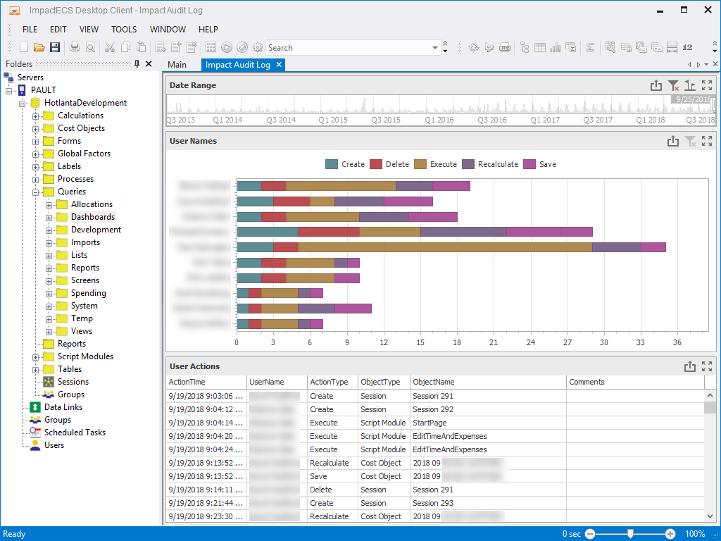 Dashboards - ImpactECS Audit Log